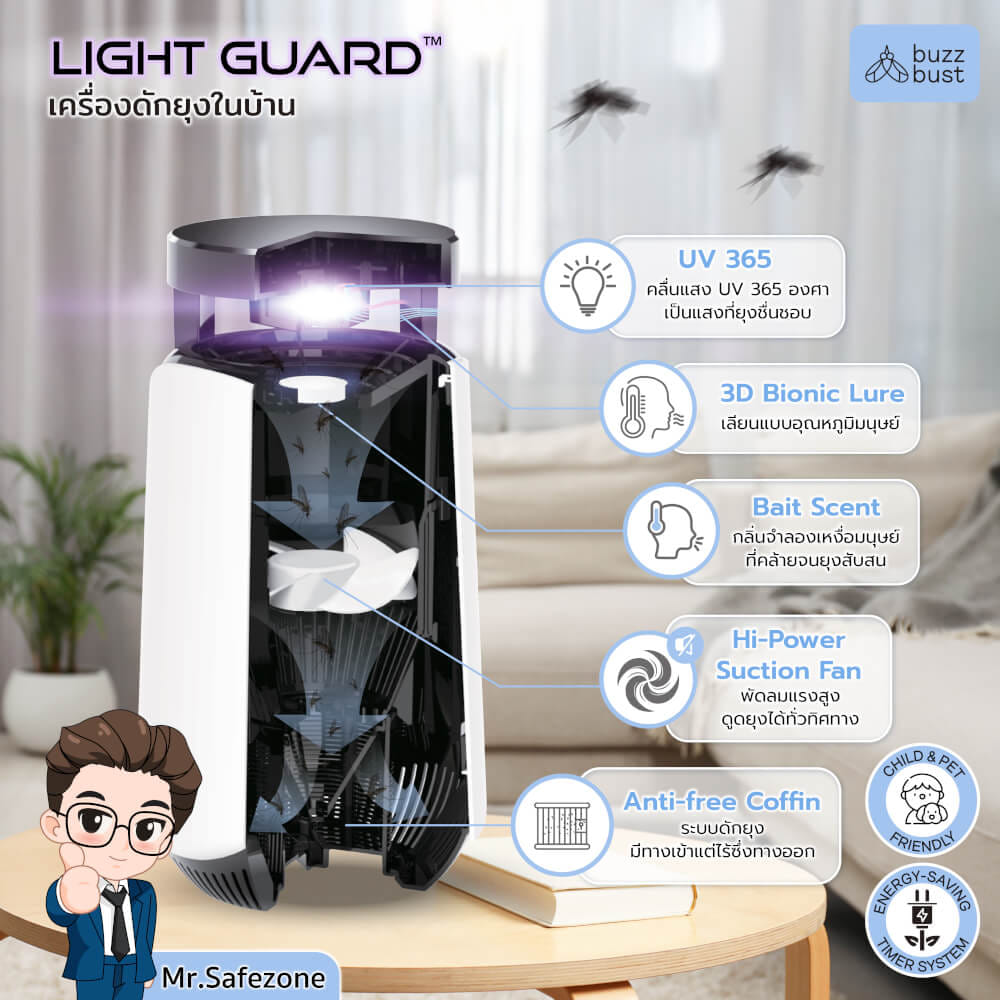 เครื่องดักยุงไฟฟ้า BUZZBUST รุ่น LIGHT GUARD